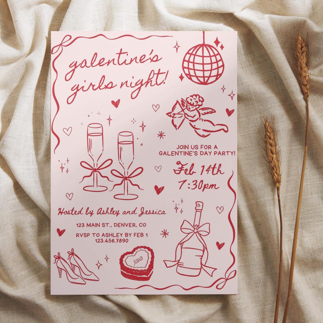 Galentine's Day Invite, Editable Valentine's Party Text Invitation ...