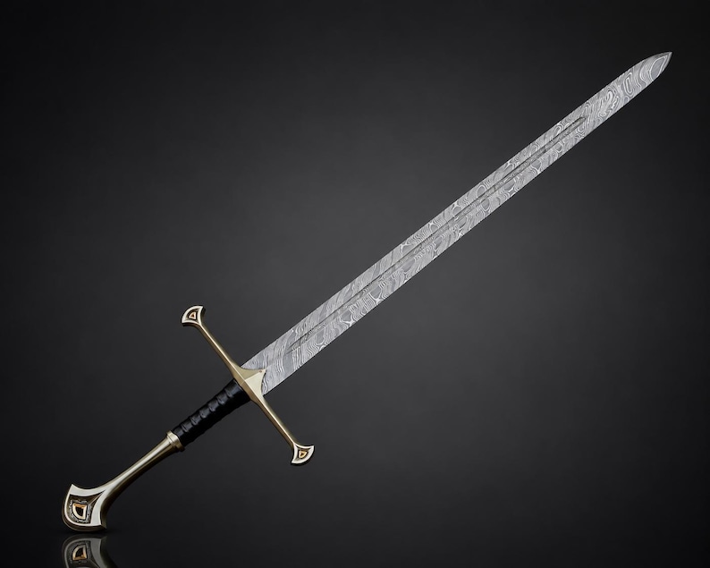 Handmade Damascus Steel Long sword | Medieval Knight Sword,Fantasy Sword for Collectors Decorative Sword Gift Birthday Wedding Best Man Gift Iron Warden