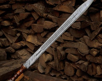 Hand-Forged Damascus Steel Sword | Viking Medieval Long sword | Handmade Collector’s Gift for Boyfriend, Anniversary Gift for Husband & Dad.