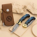 Hand-Forged Damascus Pocket Knife –Groomsmen Gift | Personalized Blade Monogrammed Knife Gift for Dad, Husband, or Groomsman Gift For Men