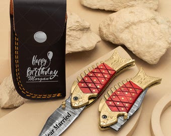 Gegraveerd Damascus zakmes cadeau voor vriend, stalknecht cadeau, huwelijksverjaardag cadeau voor mannen, verjaardagscadeau, Thanksgiving kerstcadeau