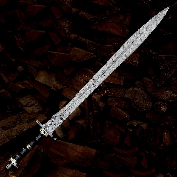 Handmade Damascus Steel Long sword | Medieval Knight Sword,Fantasy Sword for Collectors Decorative Sword Gift Birthday Wedding Best Man Gift