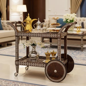 Arabesque Mother of Pearl Serving Cart