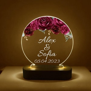 Personalized Birth Month Flower Acrylic Night Light, Boho LED Light, Custom Name, Flower Nursery Decor, Baby Shower Gift, Christmas Gift