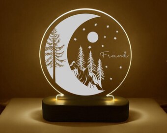 Personalized Name Night Light With Moon & Stars - Personalized Gift for Baby - Custom Night Light with , Light up Sign , Daughter Gift Sign