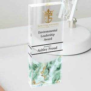 Personalized Acrylic Corporate Award: Engraved Crystal Memorial Plaque