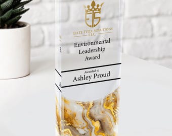 Personalized Award Corporate Trophy Award - Company Anniversary Awards Ceremony, Clear Glass Trophy