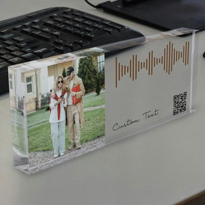 Soundwave Art, Music Plaque, Sound Wave Art, Voice Recording Gift, Song Plaque Custom, with QR code, Photo Custom Plaque