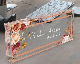 Plaque nominative en acrylique personnalisée : décoration de bureau professionnelle