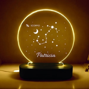 Skorpion, Astrologia Nocna Lampka, Prezent Znak Zodiaku, Prezent Dla Chłopaka/Dziewczyny, Horoskop Prezenty na Urodziny, Spersonalizowane Prezenty Urodzinowe