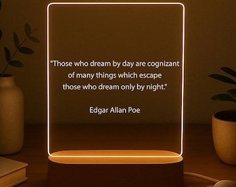 Personalized Night Light | Custom Quote | Motivational Quotes, Mindfulness Gift, Brainy Quote, Motivational Saying with LED Stand