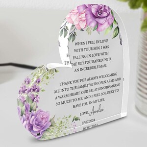 Mutter des Bräutigams Geschenk, personalisierte Mutter des Bräutigams Geschenk Plakette, Geschenk von der Braut, Hochzeitsandenken Geschenke für die Mutter des Bräutigams