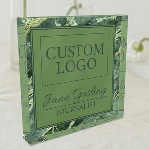 Décoration de bureau personnalisée avec logo d&#39;entreprise, Enseigne de logo d&#39;entreprise en acrylique, Bloc nom personnalisé, Décoration de bureau unique pour salon professionnel, Présentoir de bureau avec logo