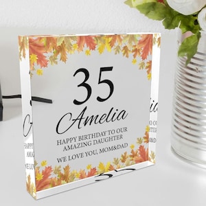 Personalized Birthday Gift, Birthday Acrylic Gift Plaque, Floral Birthday Plaque Gift for Women, 30th 40th 50th Birthday Gift