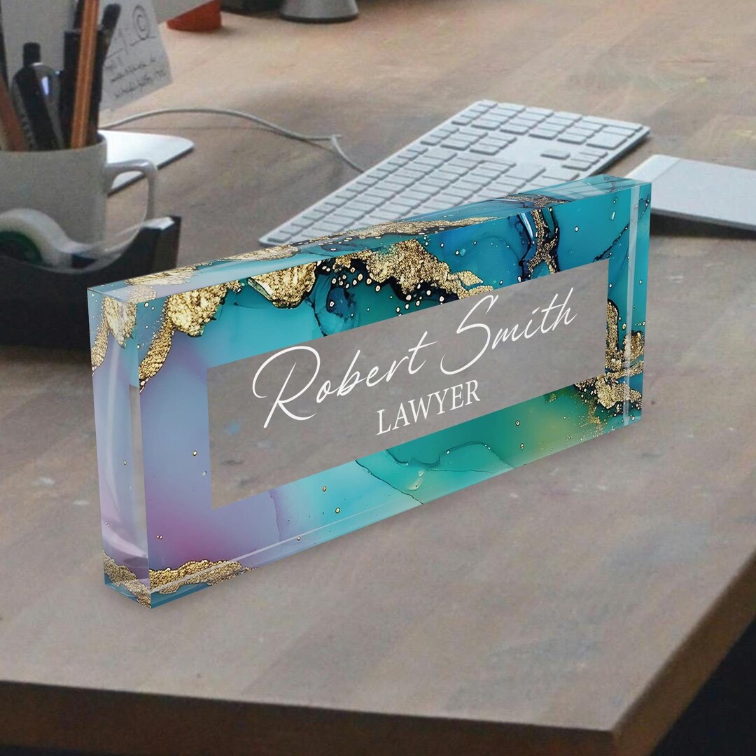 Executive Holographic Name Plate, Custom Holo Desk Name Plaque ...