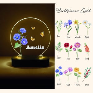 Night light baby, flower circle, night light personalized, baby gift birth, gift for birth