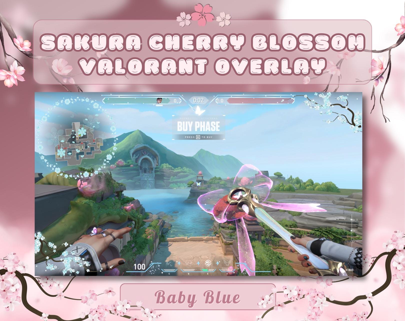 Sakura/cherry Blossom Valorant Layout/overlay With Cute Butterfly ...