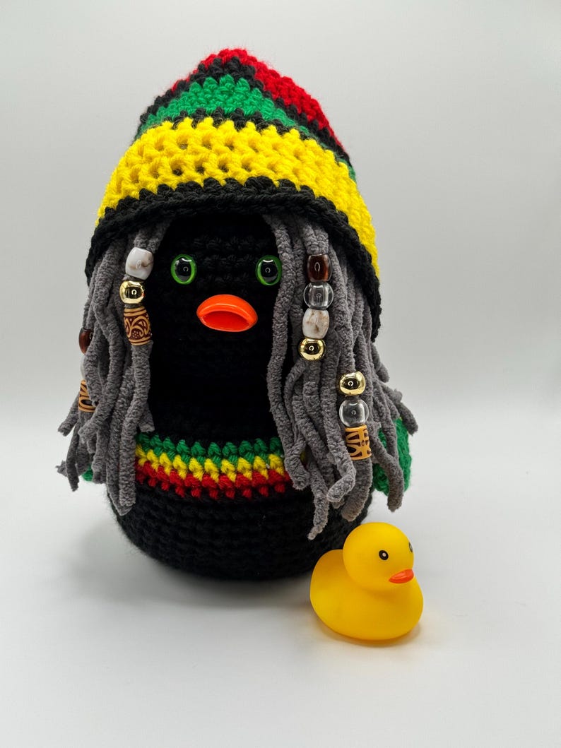 Winston Rasta Winston! Handmade Crochet Jamaicanduck Plushie: Rasta Hat, Acrylic Yarn ...
