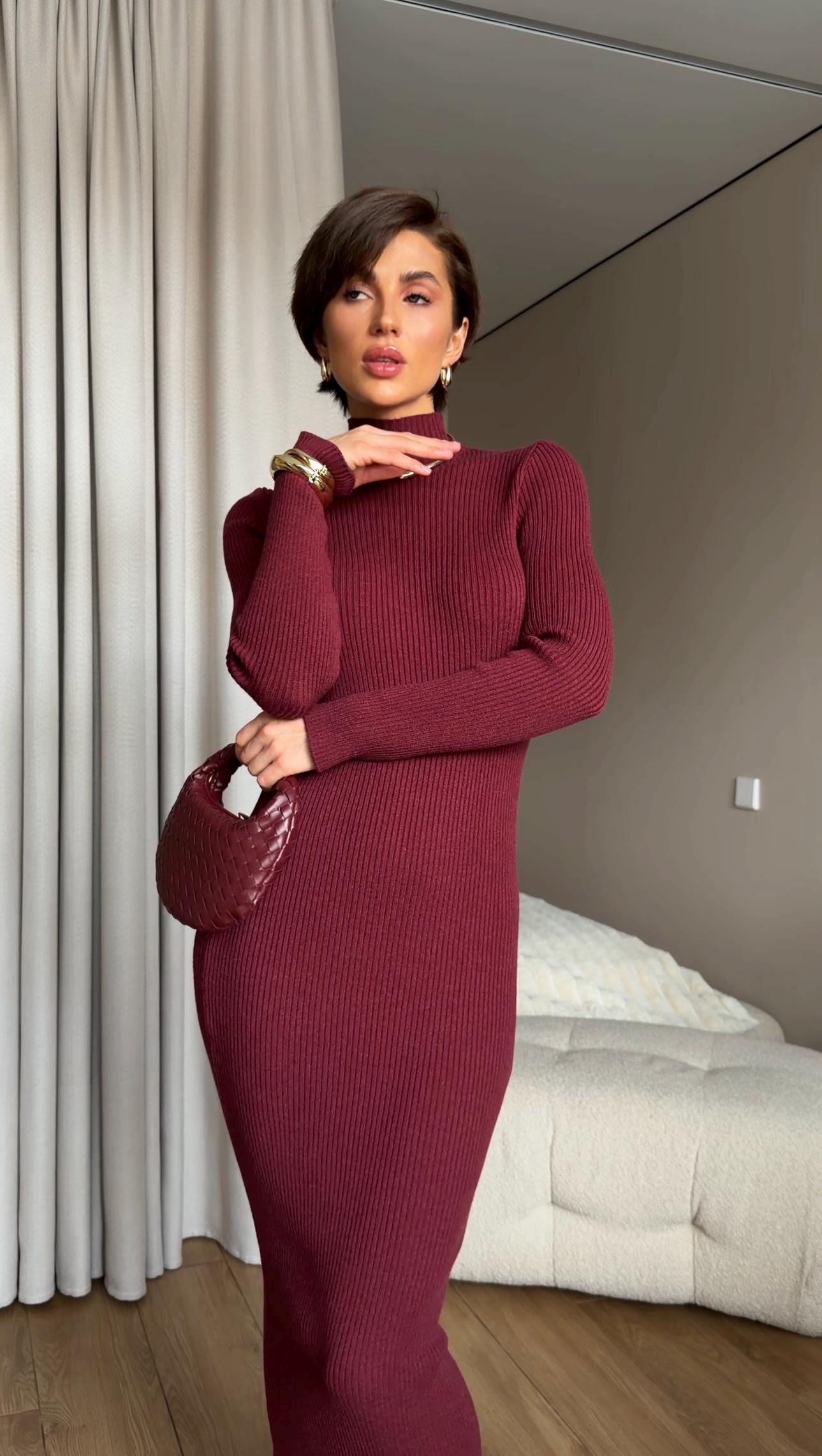 long burgundy sweater dress Burgundy Ribbed Knit Maxi Dress, High Neck Bodycon Sweater, Wool Blend Spring Outfit