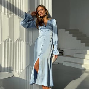knee length dresses for ladies LEMON & BLUE FLORAL FIT & FLARE DRESS – Walker Boutique main image 1