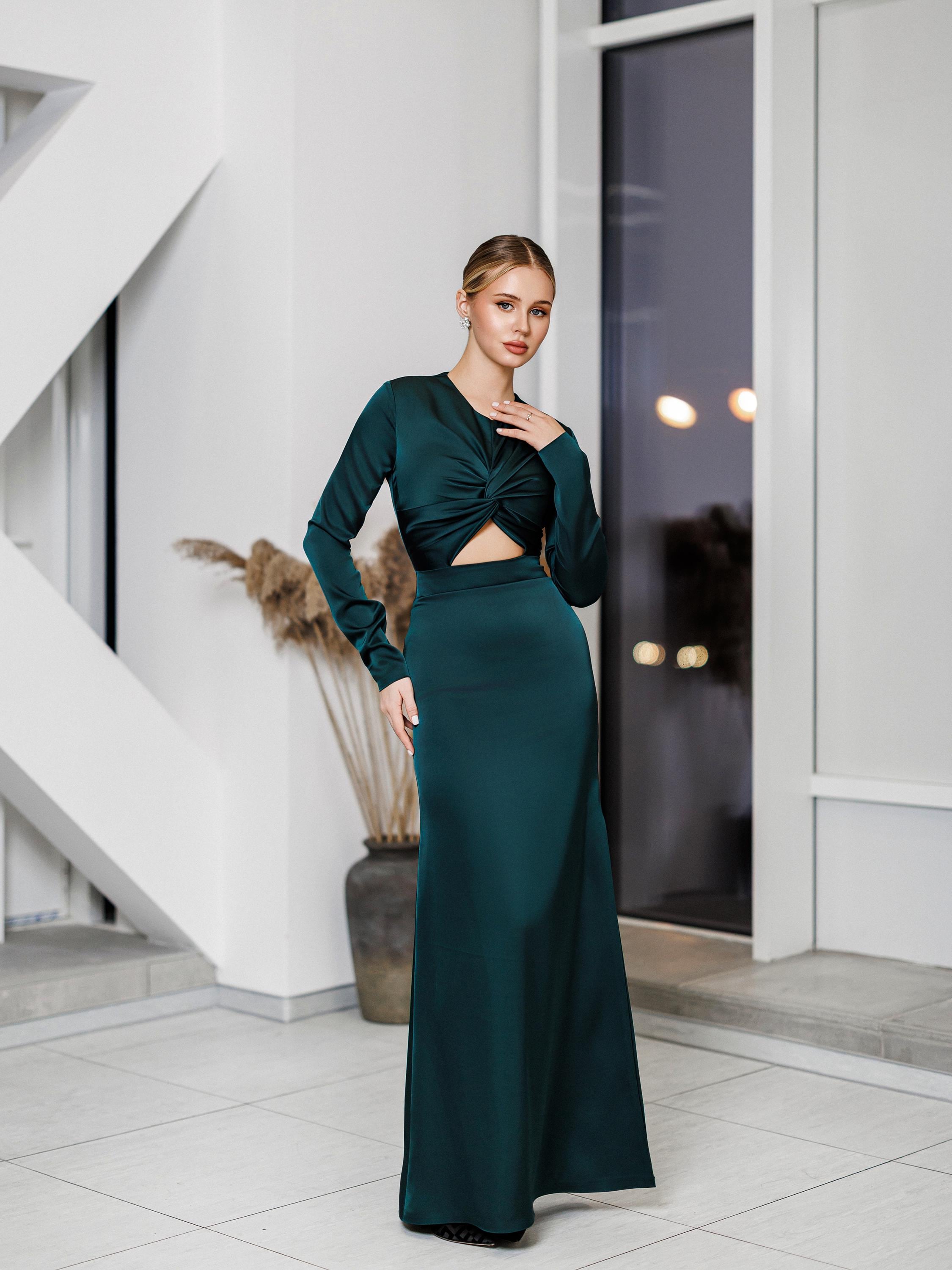 a line formal midi dress Unique Burgundy Midi Party Dress A-line Long Formal Dresses – jkprom main image 0