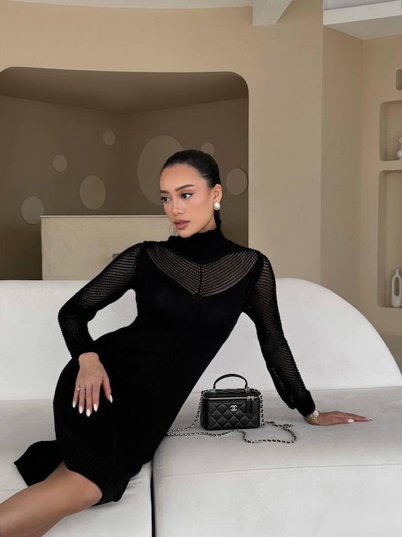 womens black midi sweater dress Women's Midi Long Sleeve Ribbed Knit Sweater Dress A-line Wedding Guest  Party Fit and Flare Slimming Belted Dresses for Women Black at Amazon  Women's Clothing store
