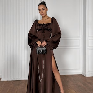 coffee brown satin dress Pieces bandeau maxi satin dress in coffee brown