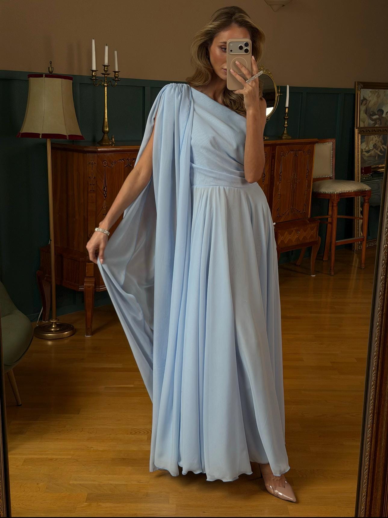white christmas dresses Elegant Light Purple Chiffon One Shoulder A-line Long Prom Dress Eveni –  DaintyBridal