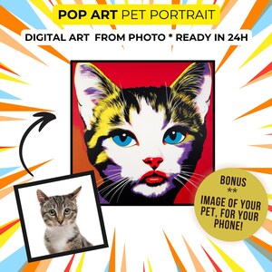 Custom Pet Pop Art Portrait from Photo, Personalized Dog Cat Painting, Pet Art Digital Print ,pet loss gift, for dog and cat lovers,memorial