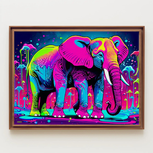 Cosmic Elephant | Cosmic Series | Pop Art | Digital AI Print | Wall Art | AI Generated | AI Art | Digital Download | Home Decor | Printable