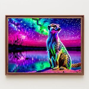 Cosmic Meerkat | Cosmic Series | Pop Art | Digital Print | Wall Art | AI Generated | AI Art | Digital Download | Home Decor | Printable