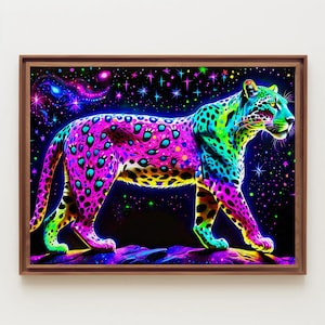 Cosmic Jaguar Print: Colorful AI Pop Art (Digital Download)
