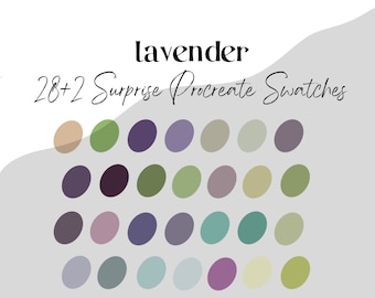 Procreate Color Palette - Lavender - Color Swatches Purples Lilacs Greens Floral Color Palette