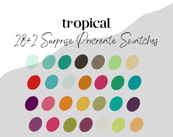 Procreate Color Palette - Tropical Summer Bright Color Swatches - Color Palette