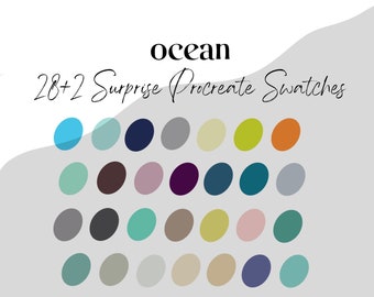 Procreate Color Palette - Ocean Blues and Greens Color Swatches - Color Palette
