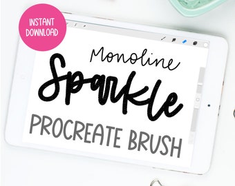 Procreate Monoline Brush Sparkle Hand Lettering Art - Modern Calligraphy for iPad Pro Lettering - Brush Script Graphic Design