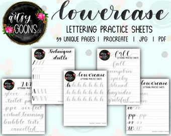 Hand Lettering Practice Sheet Printable Procreate iPad- Practice Words - Modern Calligraphy - Brush Lettering - Writing Practice