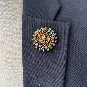Beaded Flower Lapel Pin: Groom Groomsmen Boutonniere