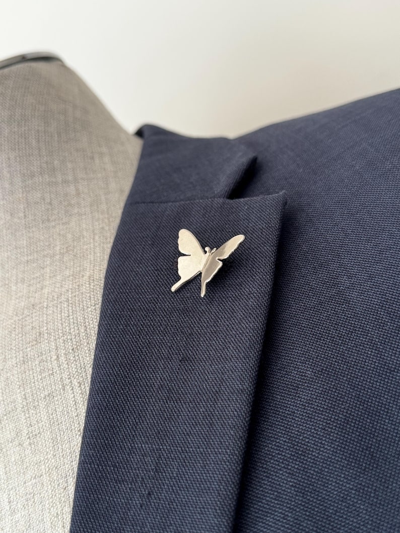 Butterfly Metal Lapel Pin, Survival Pin, Memorial brooch Pin, Remembrance Service Brooch Silver