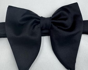 Pajarita negra de seda premium – Pajarita clásica de vestir para hombre / Ajustable, acabado de lujo