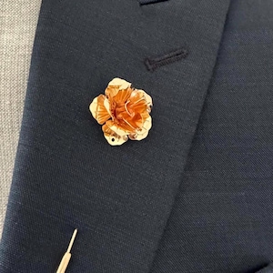 Lapel Pin Rose Flower brooch for Men, Wedding Groomsmen Boutonniere, Men Suit Lapel Pin Acessories, Men Brooch, Gift for him Men Dad