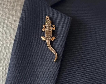 Elegante broche de cocodrilo para solapa para hombre y mujer, broche de animal, broche para mujer, accesorio para solapa de traje, broche decorativo para mujer, broche de solapa para hombre.