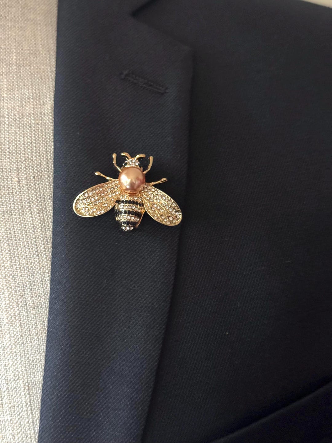 Bee Lapel Pin With Pearl Brooch Pin Women Brooches Men Suit Pins - Etsy