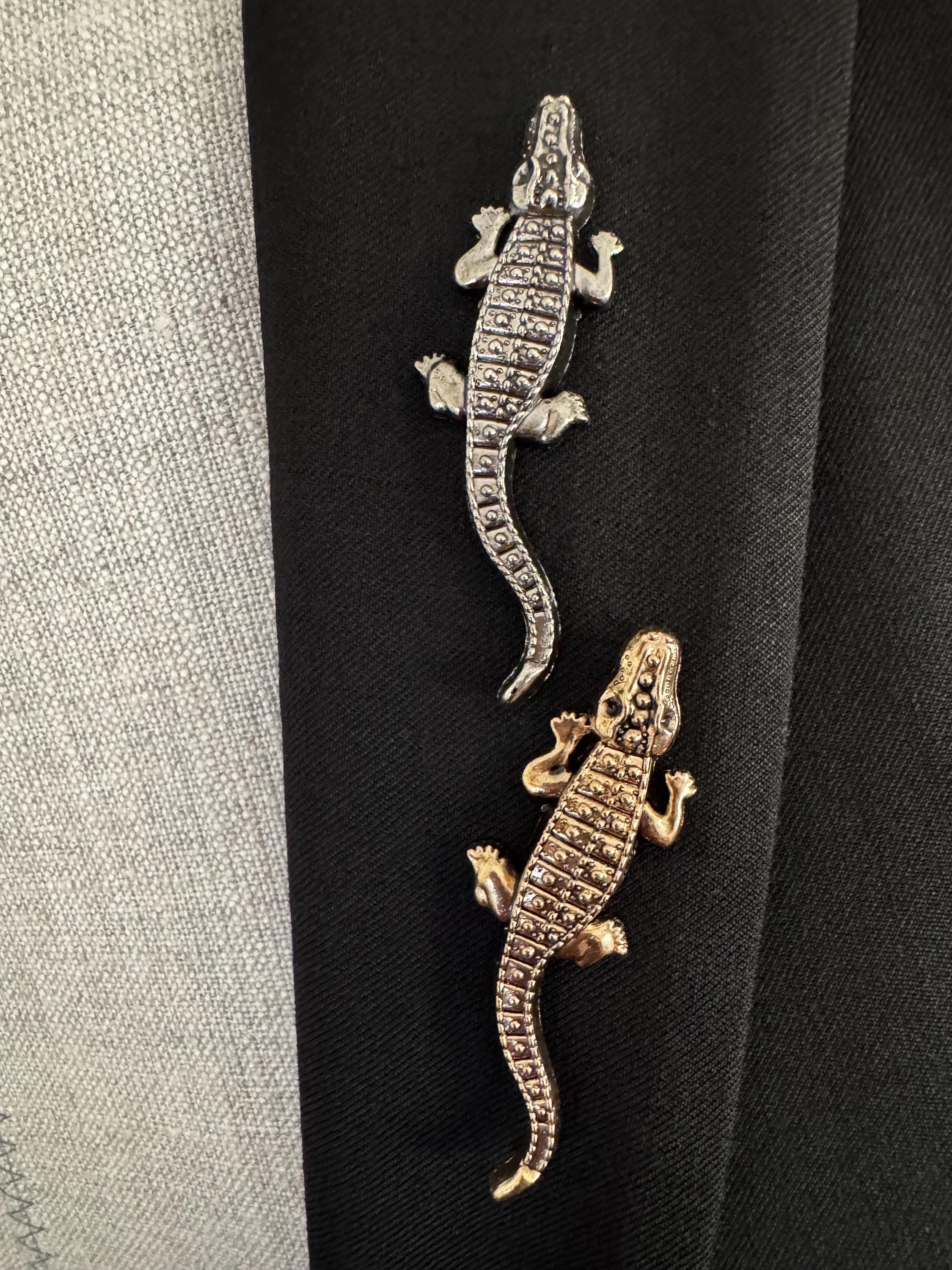 Vintage Alligator Brooch, Gold & Silver Crocodile Pins, Animal Jewelry ...