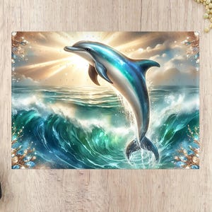 Ocean Cutting Board PNG Sublimation Design, Dolphin Gold Glitter Chopping Board PNG SVG, Glass Cutting Board Kitchen Decor Gift Digital Only