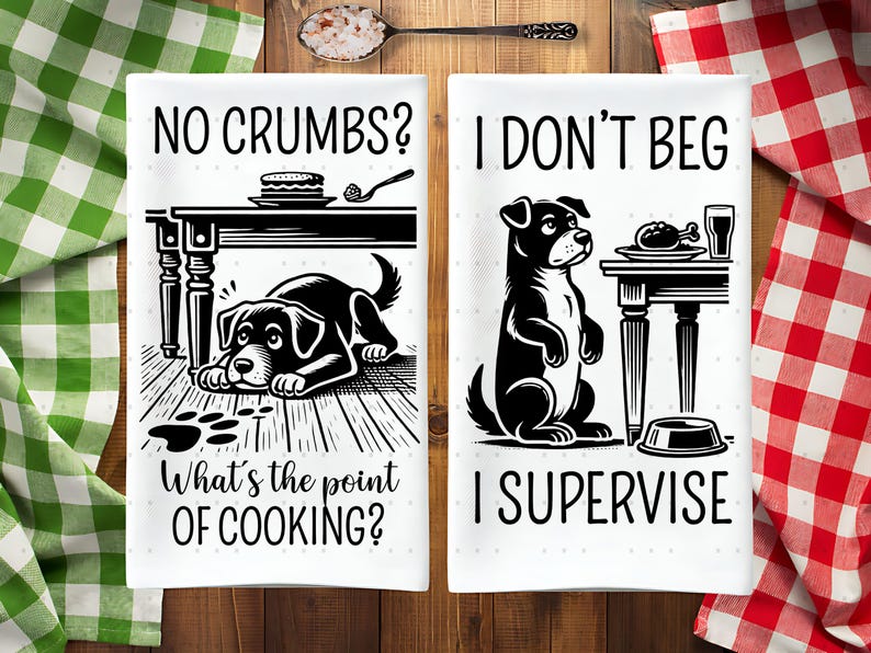 8 Funny Dog Kitchen Tea Towel PNG Bundle Sublimation Designs, Dog Lover ...