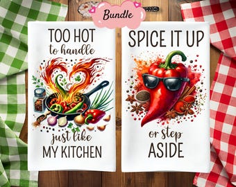Pacchetto PNG di strofinacci da cucina per amanti delle spezie, design per sublimazione, strofinaccio piccante, grembiule, strofinaccio da cucina per sublimazione, strofinaccio da piatti solo digitale