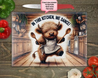 Funny Highland Cow Cutting Board PNG Sublimation Design, Cute Baby Highland Cow Rustic Sublimation Chopping Board, Glass Cutting Board png