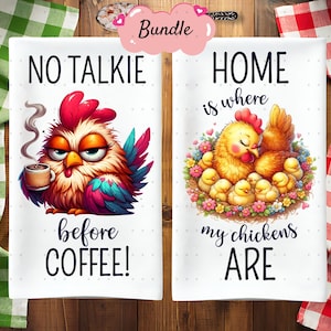 8 Funny Chicken Kitchen Tea Towel PNG Bundle Sublimation Design, Chicken Lover Sassy Hand Towel Apron Sublimation, Dish Towel png