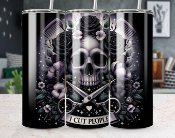 Hairdresser Seamless 20oz Tumbler Wrap Gothic Funny Hairstylist Tumbler Sublimation, Hair Boss Tumbler Designs Hair Hustler Tumbler PNG